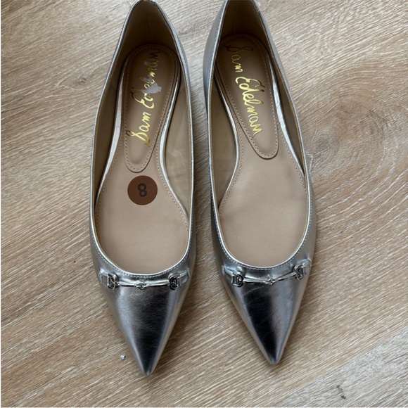 Sam Edelman Metallic Silver Flats NWT 8